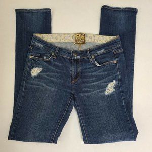 Rich & Skinny Dark Distressed Skinny Jean size 26 x 32